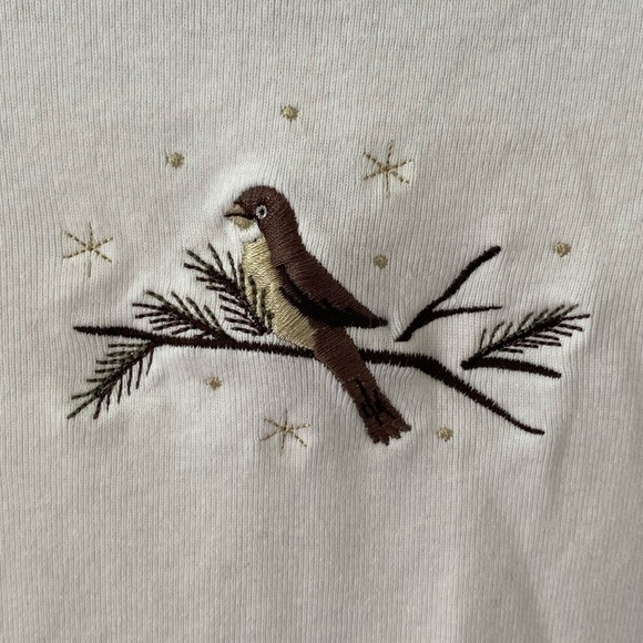 Christopher & Banks Women’s White, Red, Brown Bird 3/4 Sleeve Top Size M - Picture 4 of 11